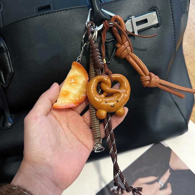 Food Theme Bread Burger Bag Charm Keychain Hanging PendantHandbag Schoolbag Decor AccessoriesValentines Day Gift M251215