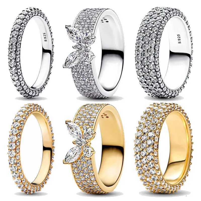 New Dazzling Full Zircon Rings 925 Pure Silver Widened Round Butterfly Ring Light Luxury Charm Womens Jewelry Surprise Gifts M251215