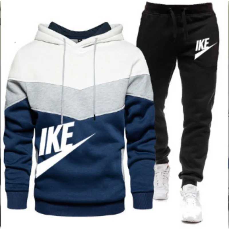 A new autumn and winter fashion combination hooded sweatshirt and sweatpants two-piece mens casual jogging set X251215
