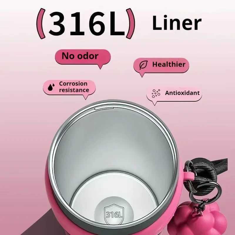 Stainless Steel Thermos Cup Large Capacity Car Coffee Cup Tea Water Bottle Vacuum Flask Portable Cups Cute Straw cup H251215