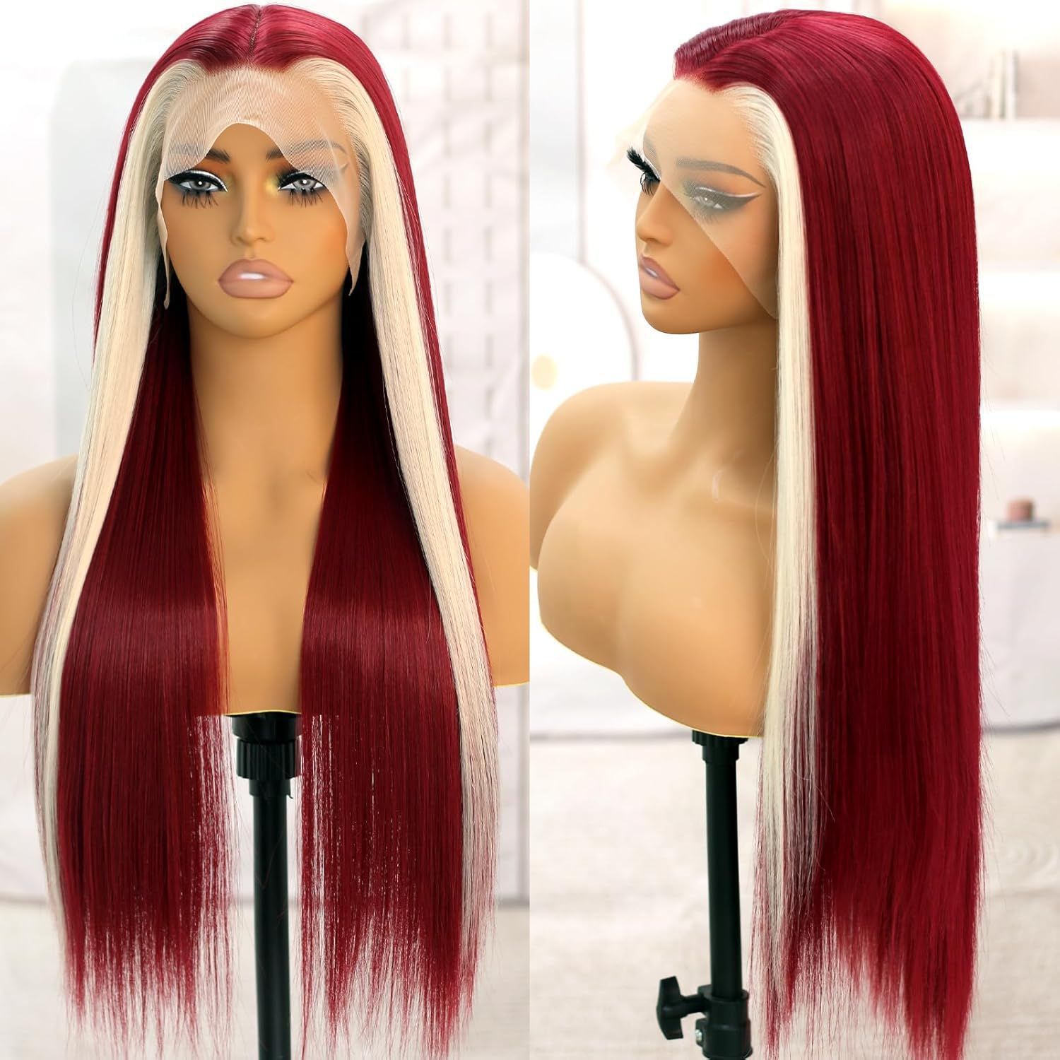 Cross border Amazon Europe & US Bestseller Style Front Lace Wig, Long Straight Hair, Synthetic High Temperature Fiber, White