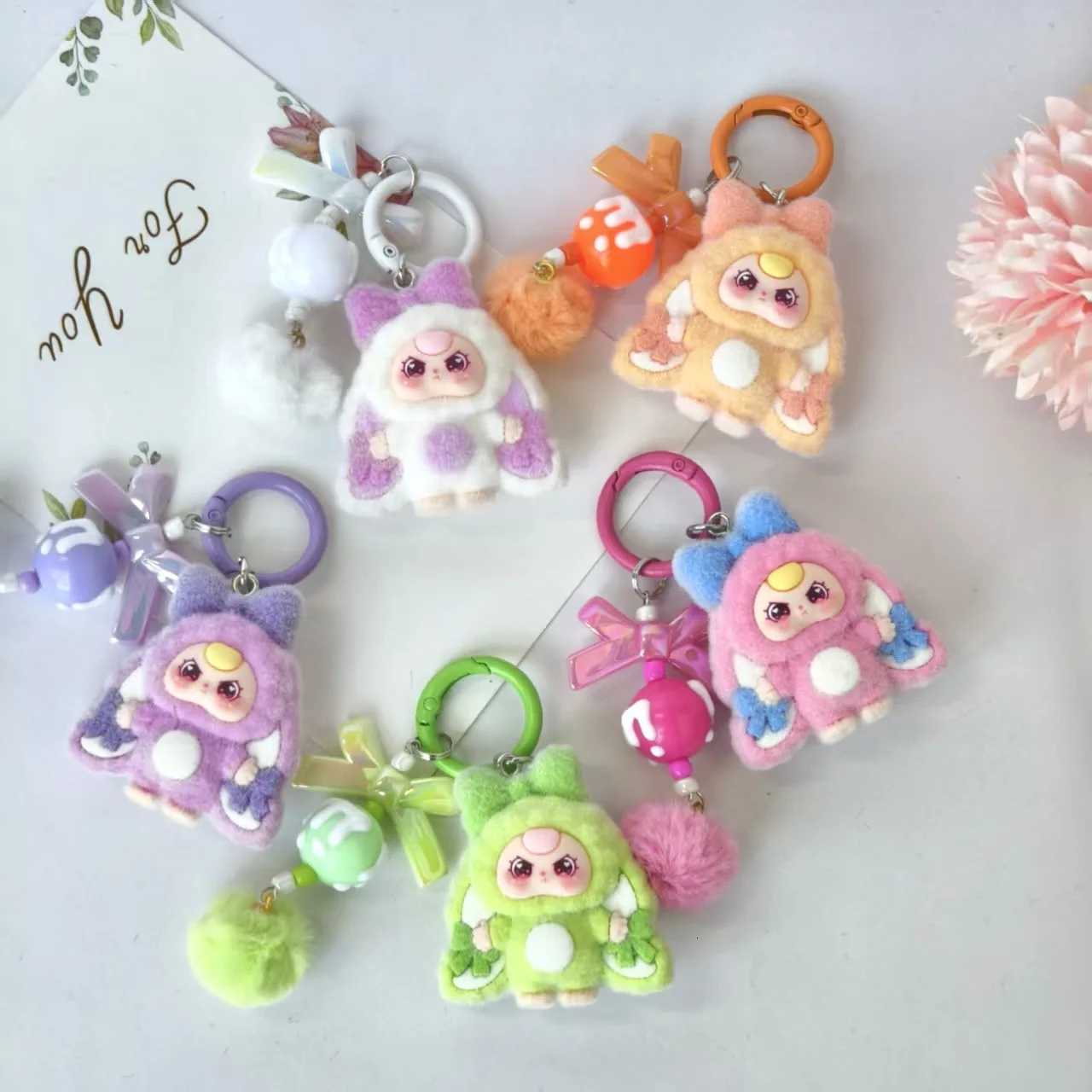 10 pcs mixed Mixed Three Keychain Pendant Flocking Doll Keai Bags Hang Ornaments Student Gifts M251215