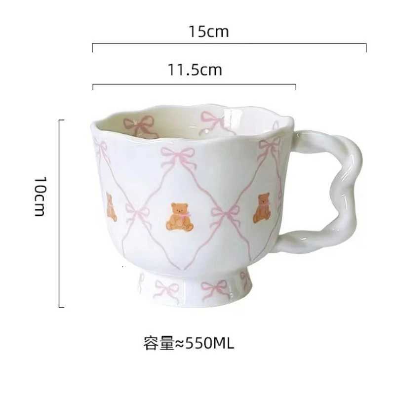 Ceramic Coffee g with Bow Cute Bear Kawaii Water Cup Breakfast Milk Cup He Off Leisure Cartoon Cup Birthday Gift g H251215