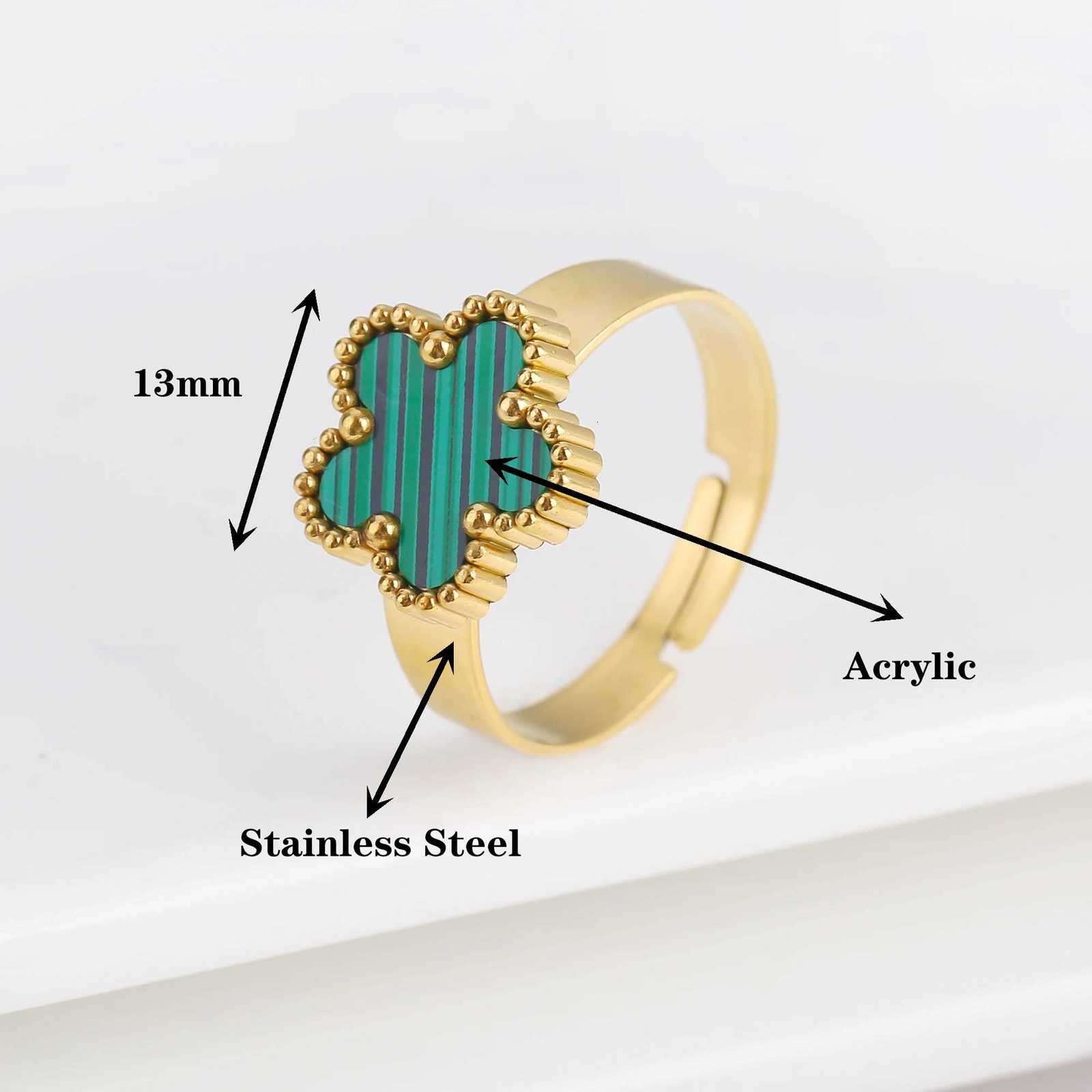 Adjustable StainlESS Steel luxury five- Flower Opening Ring Fashion Women Plum Blossom Finger Jewelry Classic Party Gift M251215