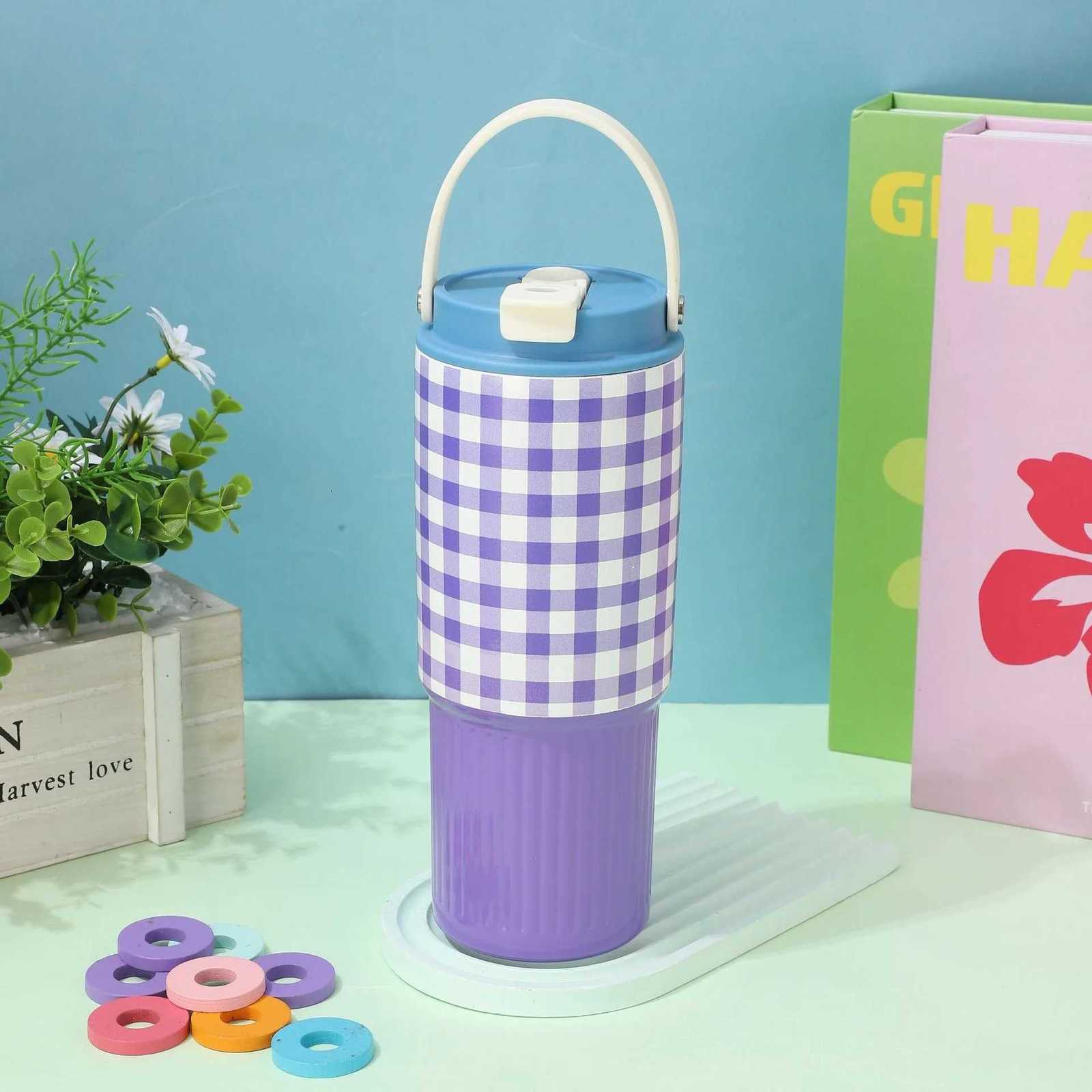 30oz Car Cup 304 Stainless Steel Thermos Vacuum Flasks Bingba Cups Portable Car Portable Double Drinking Straw Water Bottle H251215