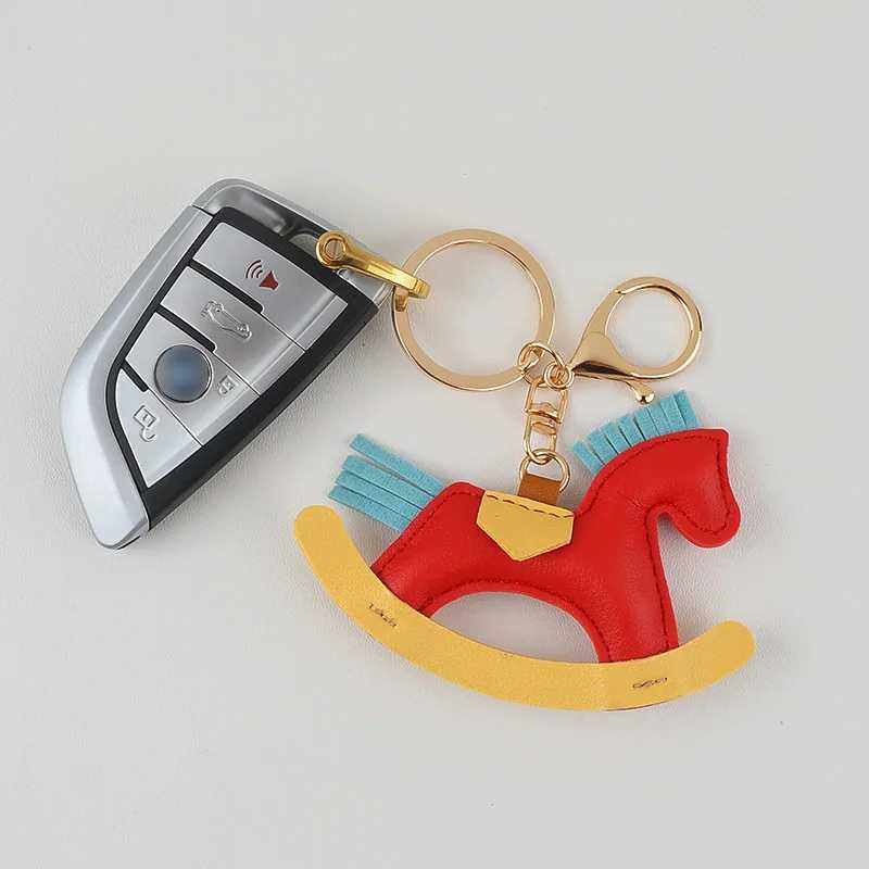 1PC Ins Handmade Leather Pony Bag Pendant Keychain M251215