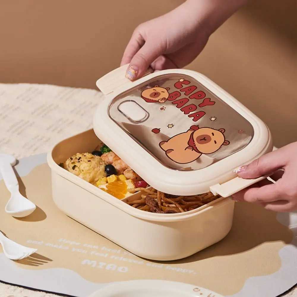 New Capybara Lunch Box Grid Leak Proof Meal Boxes Portable 1320ml Large Capacity Food Storage Box for Outdoor Picnic School H251213