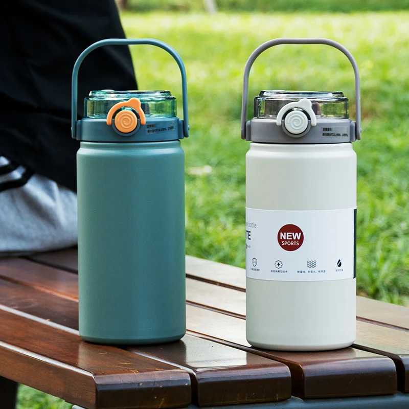 Large-capacity stainless steel insulated cup girls fitness and sports straw water bottle high appearance level portable cup H251215