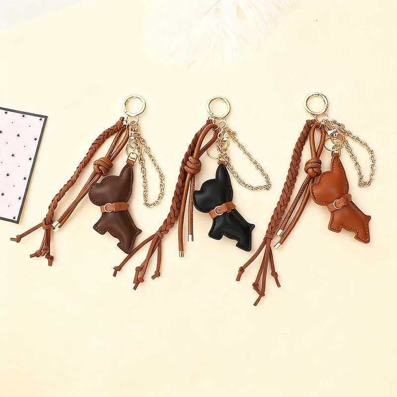 Leather Puppy Dog Keychain For Women Ornament Creative Rope Pendant Student Friends Family Gift M251215