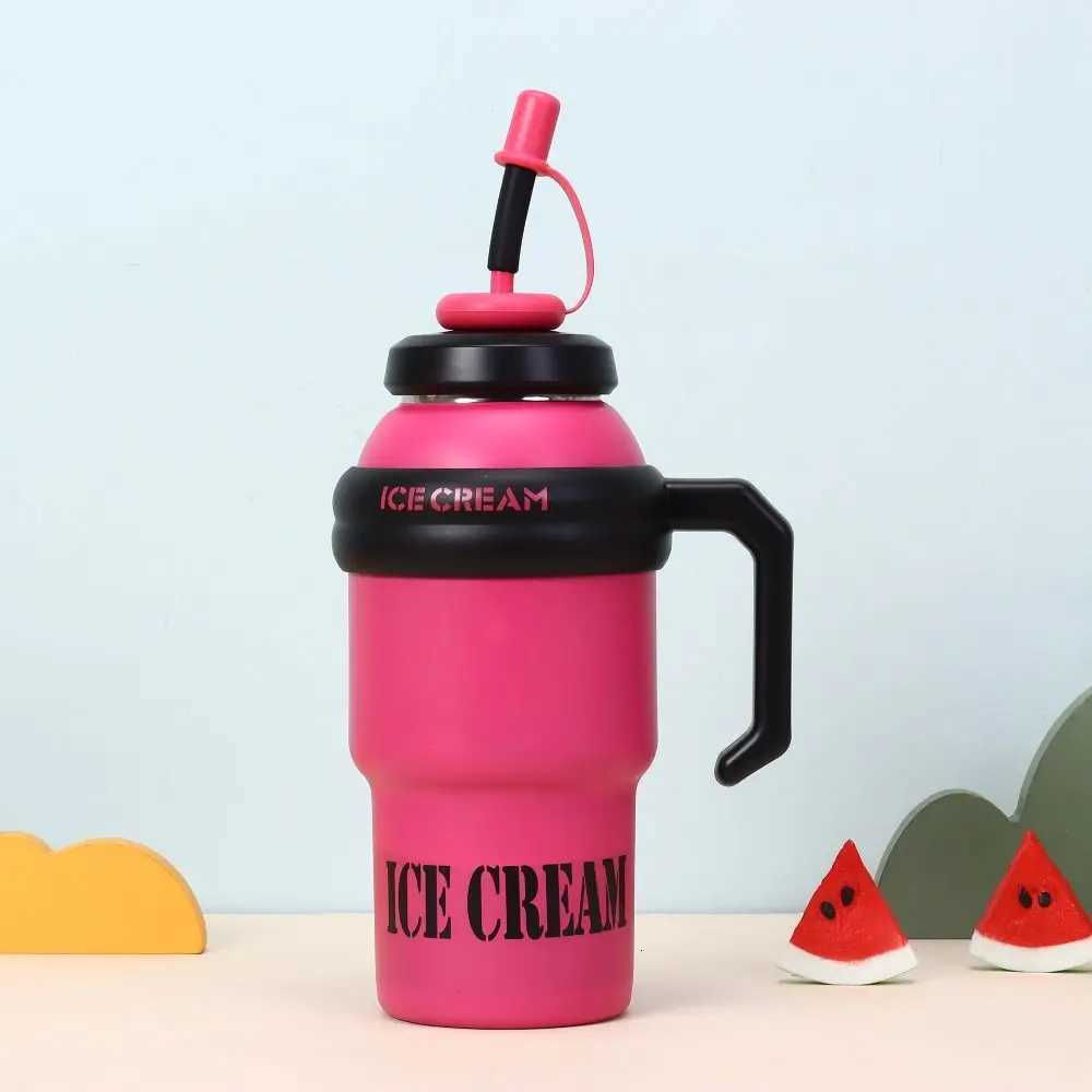 Portable 1000ML Thermal Water Bottle 316 Stainless Steel Portable Vacuum Cup With Handle With Straw Tea Cup for Student H251215