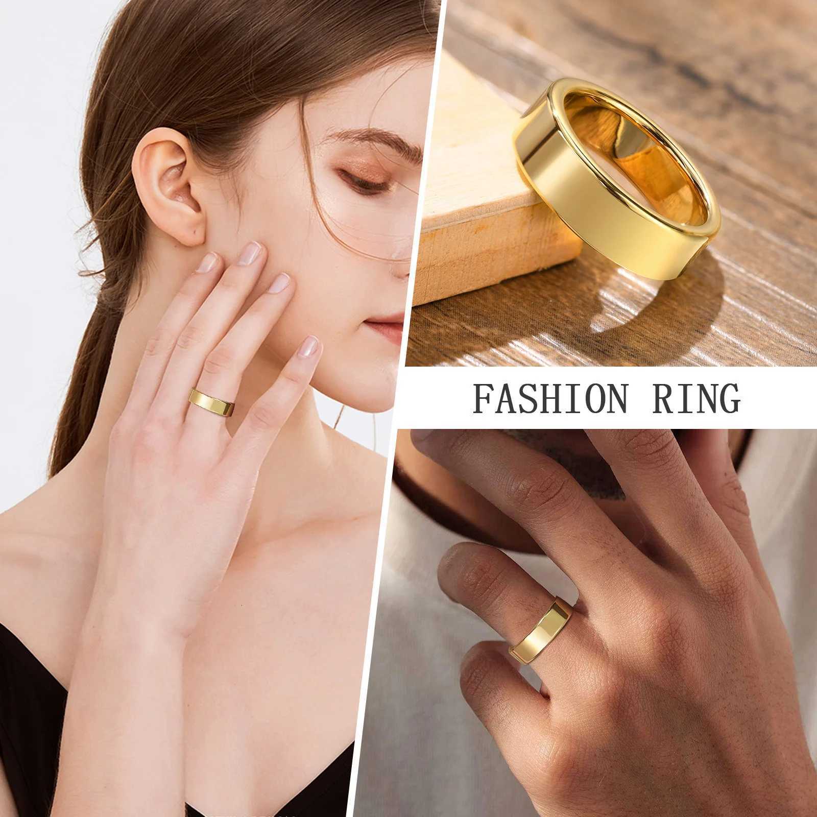 Basic 2/4/6 MM Wide Wedding Couple Ring for Women Men PVD Gold Color Geometric Engagement Rings Finger Bands Jewelry M251215