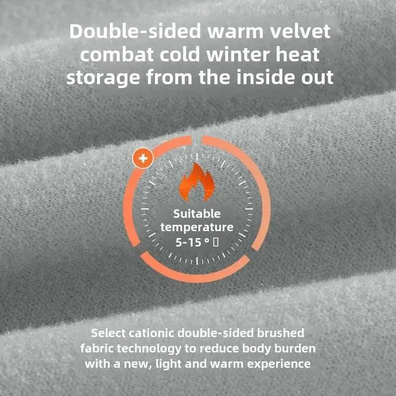 Fall Winter Double-Sided Fleece Long Sleeve Tshirt for Men Warm Innerwear Thermal Underwear Fleece-Lined Heat Top G251215