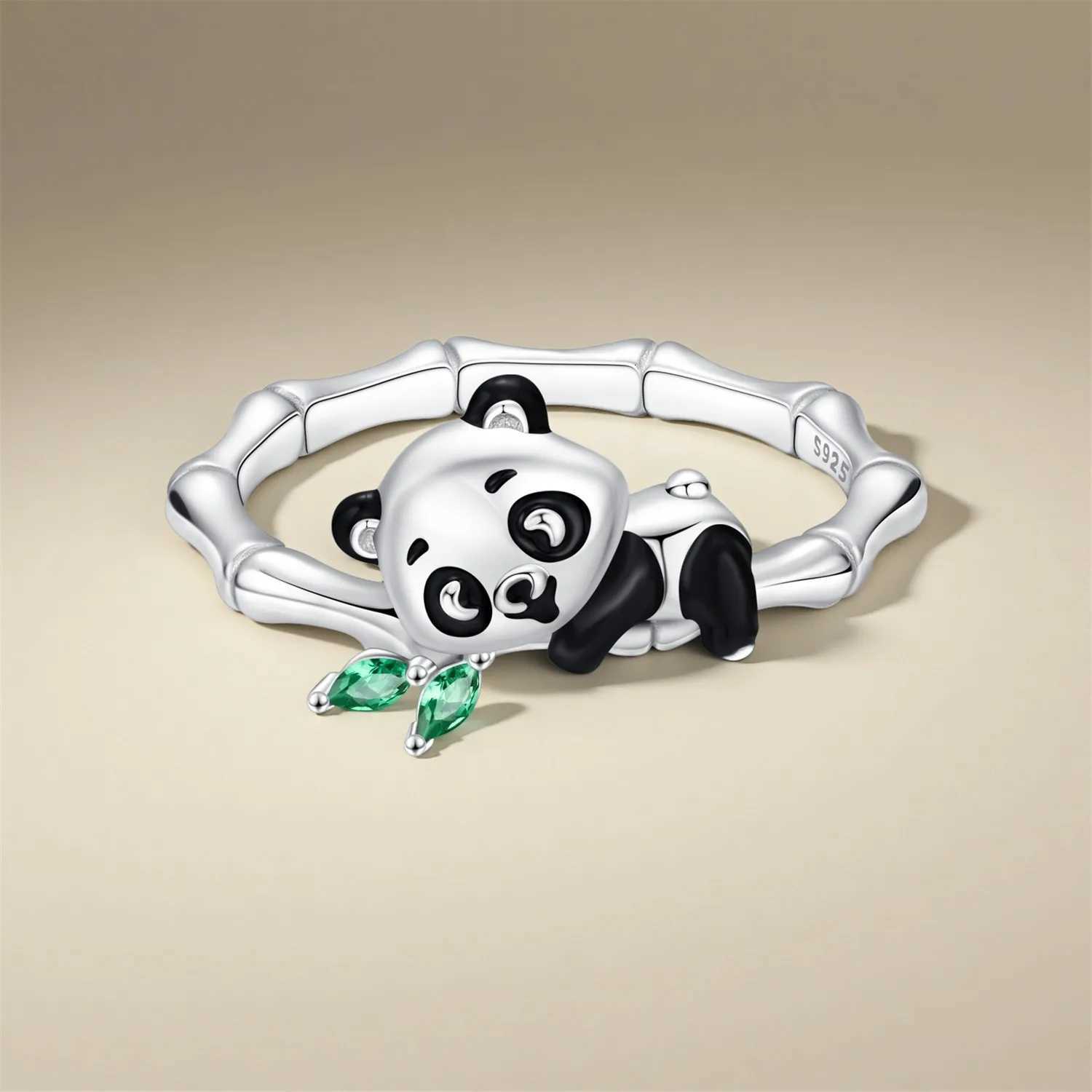 Hot Sale 2025 Original 925 Sterling SilverPanda Animal Closed Rings For Women Fashionable Finger Ring Jewelry Party Trendy Gifts M251215
