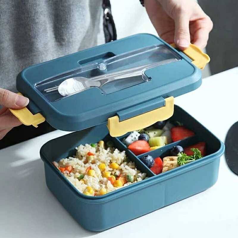 Hot Lunch Box with Spoon Chopsticks Wheat Straw Dinnerware Food Storage Container Children Kid School Off Microwave Bento Box H251213