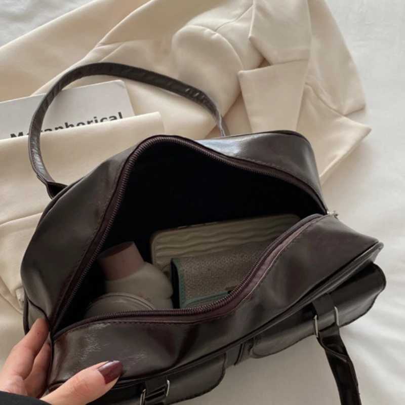 Large Capacity Brown Bowling Handbag Womens Shoulder Bag Retro Korean INS Style Autumn Winter New 2025 Fashion Trend BagT251215