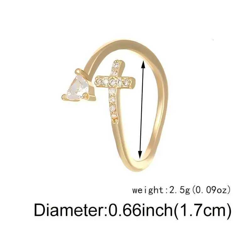 CZ Cross Heart Zircon Gold Plated Adjustable Size Fashion Ring For Women Girl Finger Accessories Party Jewelry M251215