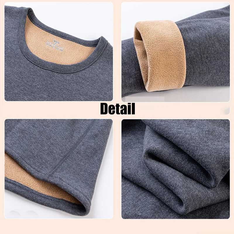 Winter Long sleeved Solid Mens Thicken Plush O-neck Keep Warm Tops Fleece Comfortable Soft Thermal Underwear Clothes Plus Size G251215