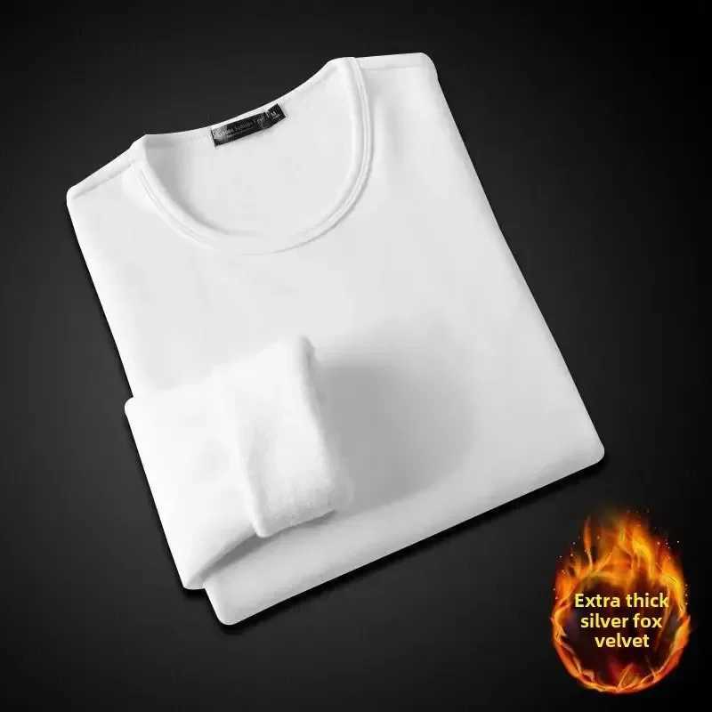 Winter Fleece-Lined Long Sleeve T-Shirt Solid Color Men Womens Same Style Fashion Round Neck Quick Sell Customer Product G251215