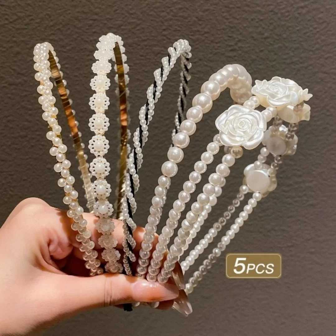Fashion Full Pearl Hairbands Elegant Simple Flower Women Hair Hoop Bands Headband Bezel Girls Hair Accessories HeaddressXJ251215 - view 3