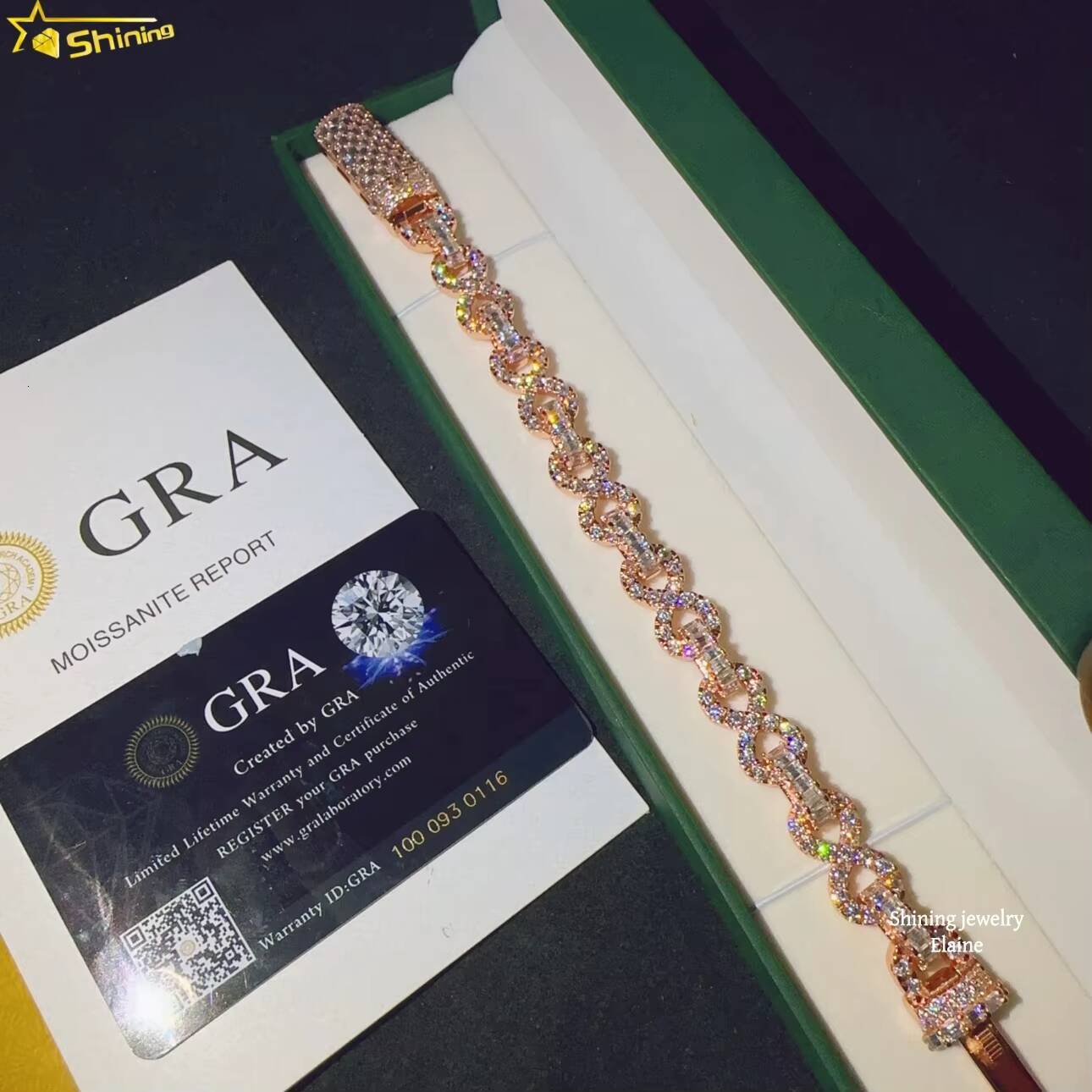 Fashion High Quality GRA Certificated Hip Hop Sterling Silver 925 8mm Vvs Moissanite Cuban Link Chain Moissanite Bracelet