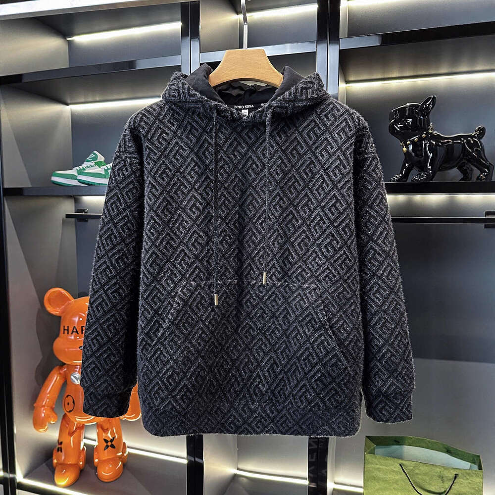 European Style Autumn Winter New Trendy Brand Hooded Sweatshirt Casual American Versatile Fashion Light Luxury Pullover Top Men's Clothing
