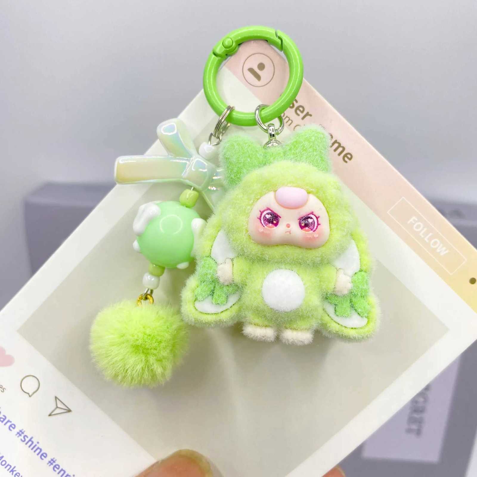 Bow Plush Keychain - Big Ears 3D Cartoon Doll for 3 Year Old Backpack Charm Gift Xmas 2025 M251215