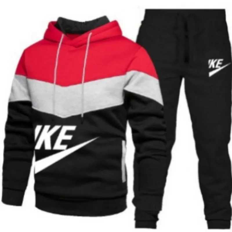 A new autumn and winter fashion combination hooded sweatshirt and sweatpants two-piece mens casual jogging set X251215