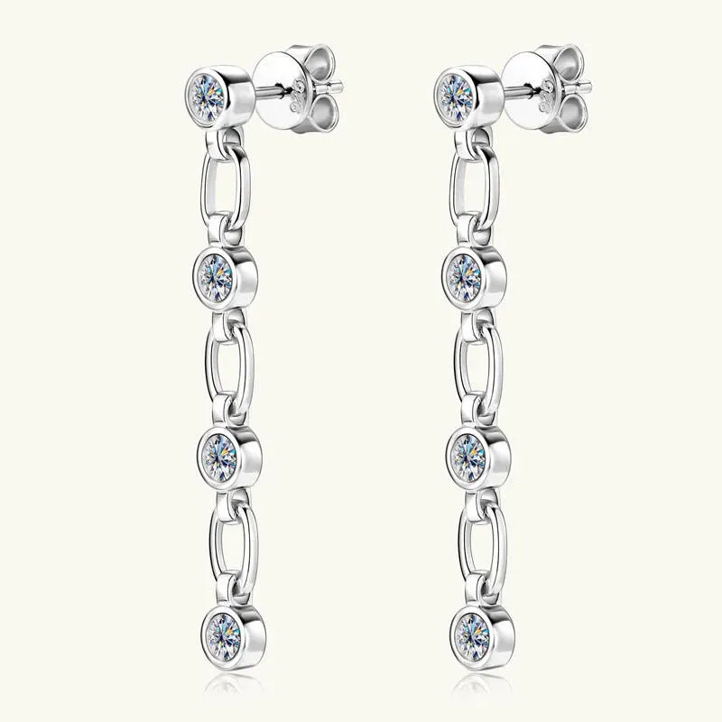 MT New925 Sterling Silver Bezel Earrings 3mm Long Tassel Drop Earring for Women Jewelry Gift Exquisite High quality Wholesale