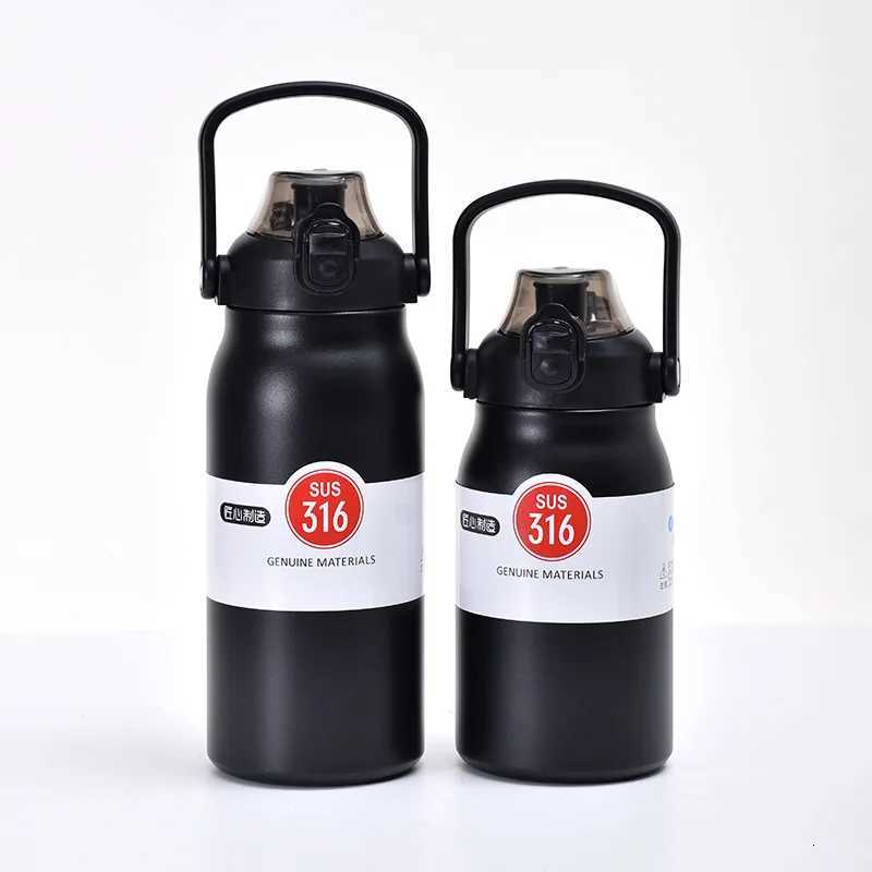 316 stainless steel handle insulated cup outdoor large capacity sports water bottle portable bouncing cover space kettle H251215