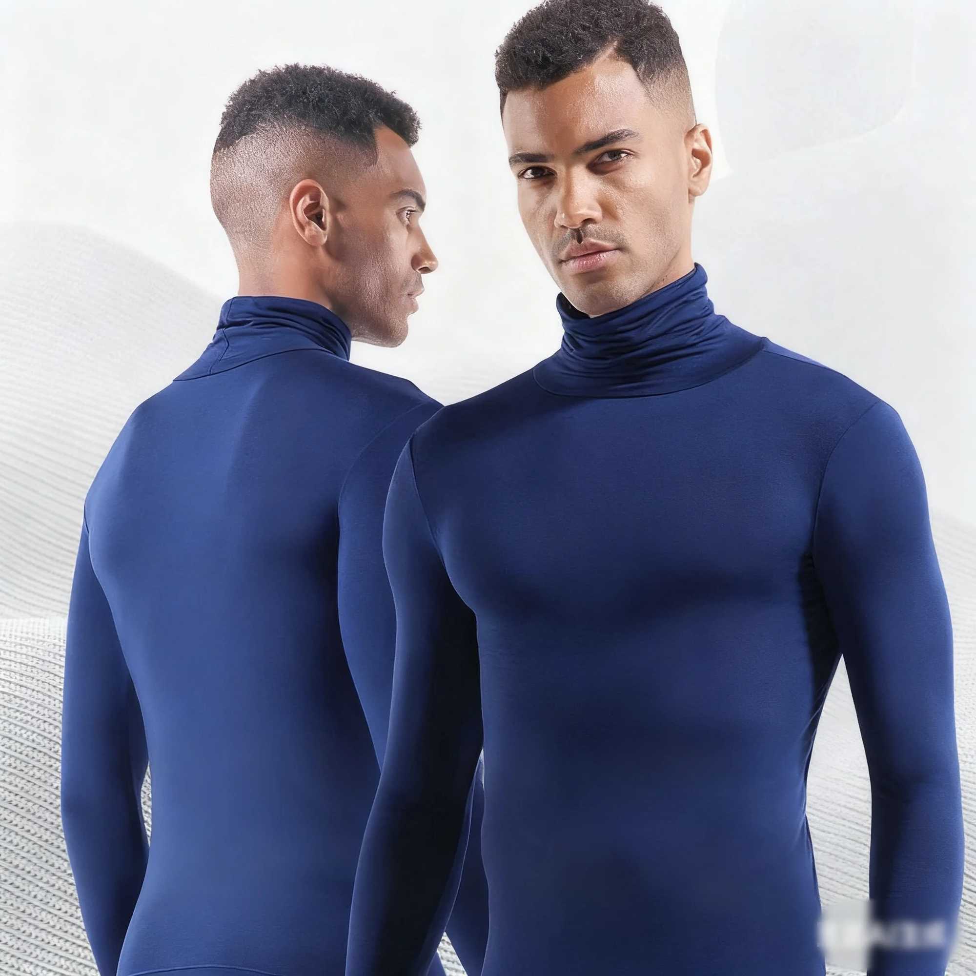 Winter Thermal Underwear Mens High Neck Solid Color Underwear Male Warm High Neck Pullover Long Sleeved Top Clothes G2512151