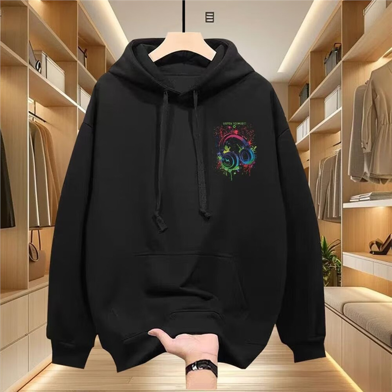 2025 Chinese Trend Men's Fleece-Lined Loose Hooded American Style Hoodie