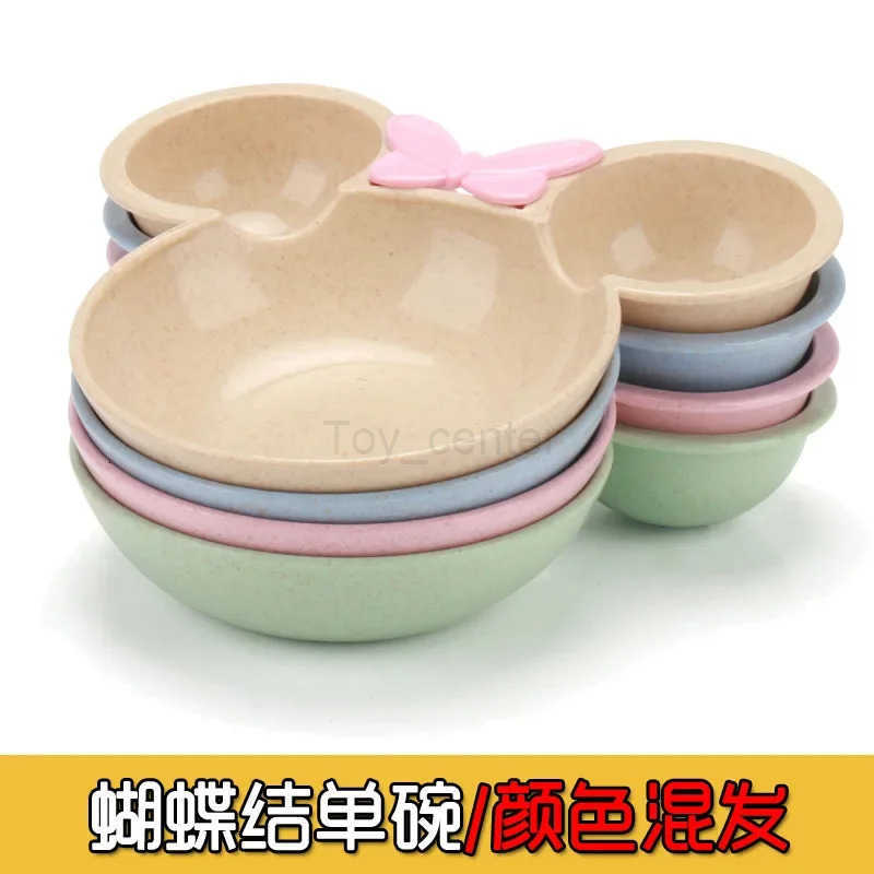 Disney 4Pcs Mickey Mouse Baby Divided Complementary Food Plate for Kids Dinner Plates Spoon Set Girls Dinnerware Tableware H251215