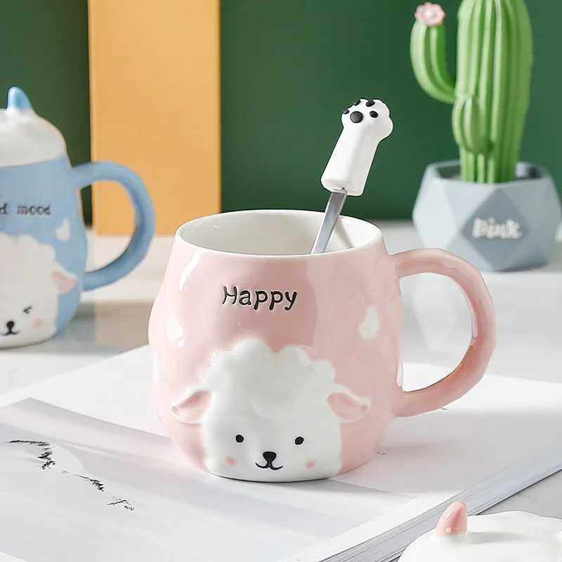 Simple Ceramic Cup with Llid Spoon Japanese Style g Off Large Capacity Cup Coffee Tea Water Cup H251215