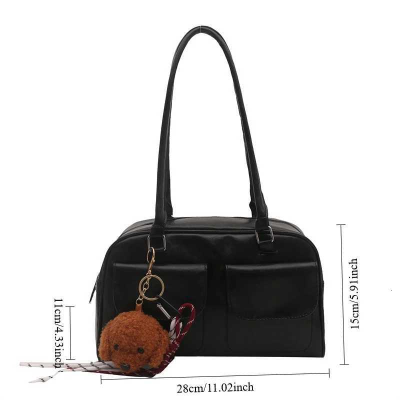 Large Capacity Brown Bowling Handbag Womens Shoulder Bag Retro Korean INS Style Autumn Winter New 2025 Fashion Trend BagT251215