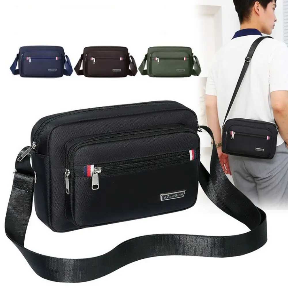 Men Crossbody Bags Male Nylon Shoulder Bags 4 Zippers Boy Messenger Bags Man Handbags for Travel Casual Large SatchelT251215