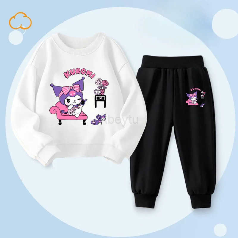 Sanrio Children Clothing Set Spring and Autumn Hoodie Pants 2-piece Set Kuromi Printed Girls Trendy New Lightweight Sportswear H251216