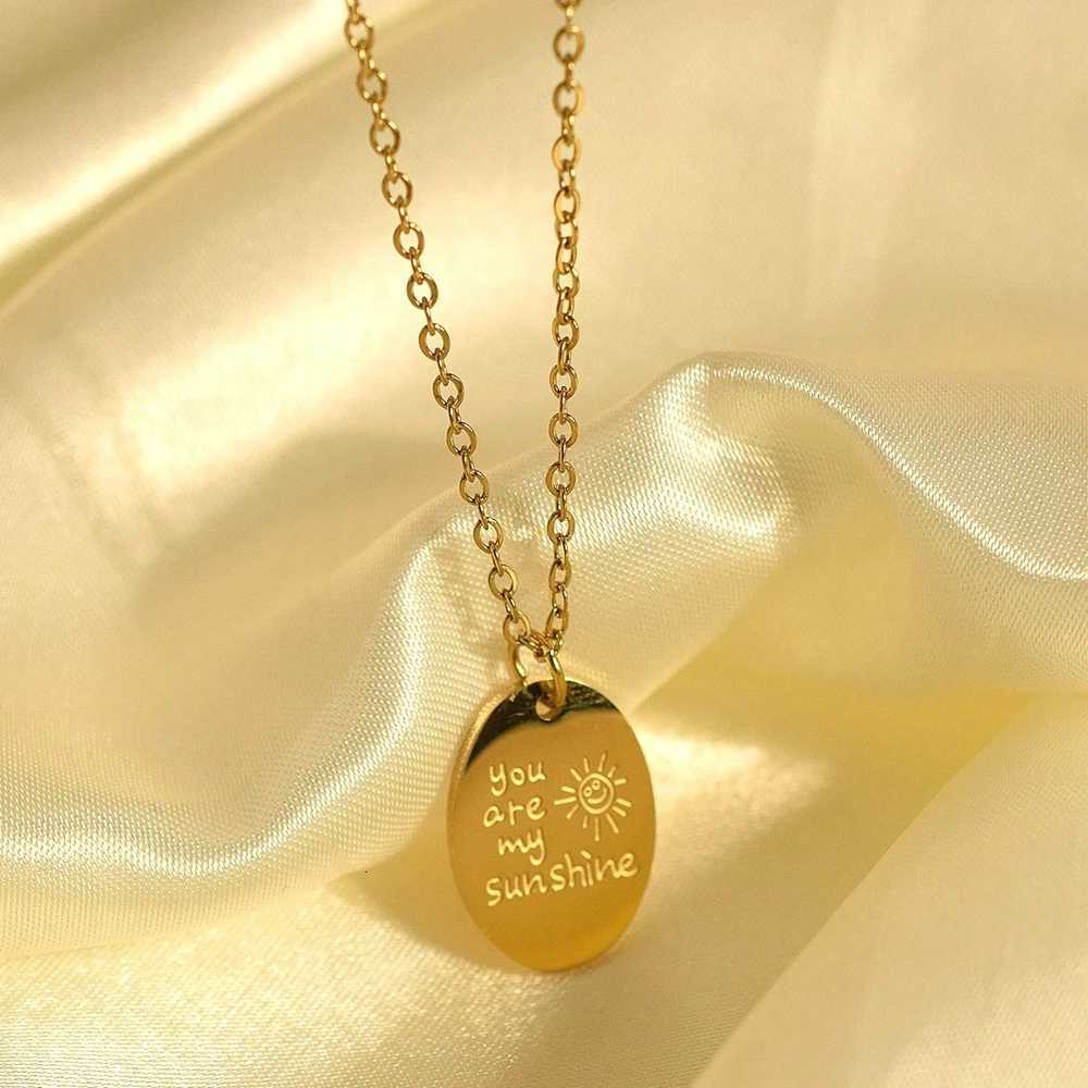 You Are My SunshineOval Engraved Necklace Stainless Steel Necklace Jewelry Mothers Day Gift For Women M251216