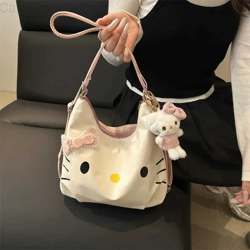Sanrio 2025 New Model Katie Multi-purpose Backpack for WomenCute Soft Kitty Cat Tote Bag Fashionable Shoulder Bag Shoulder Bag H251216