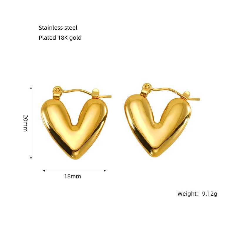 Simple Style Stainless Steel Hoop Earrings For Women 2025 New Vintage Heart Geometry Anti-Fading Metal Fashion Jewelry Accessory G251216