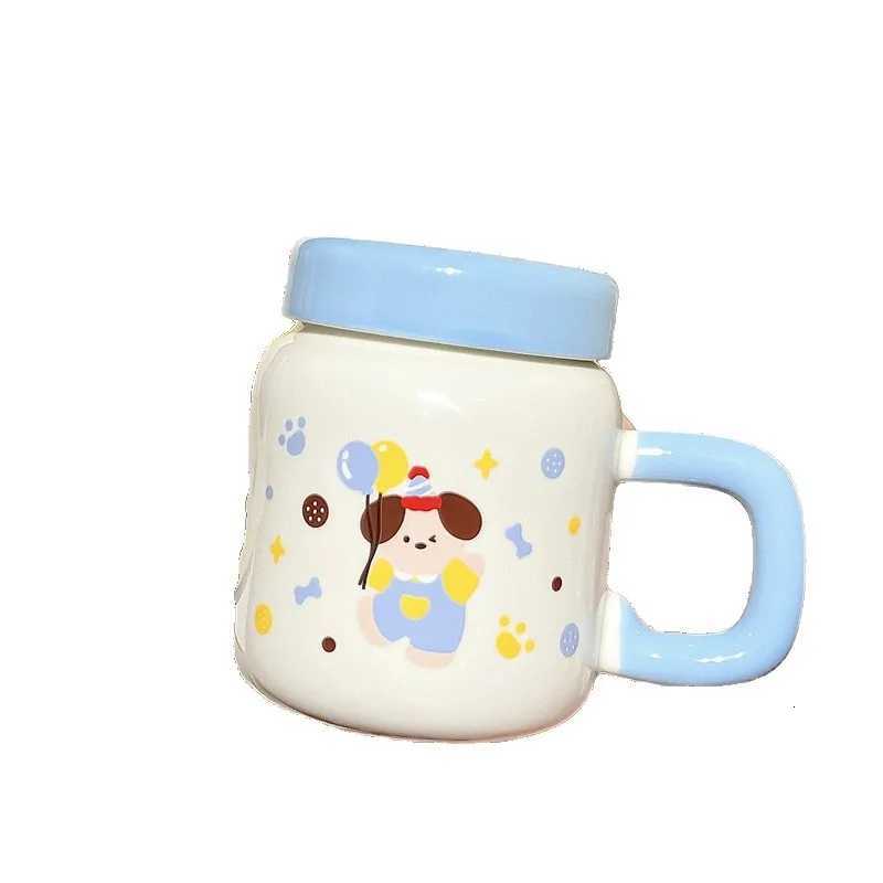 Cute rabbit g with lid water cup for girls couple ceramic cup souvenir birthday gift he decoration H251215