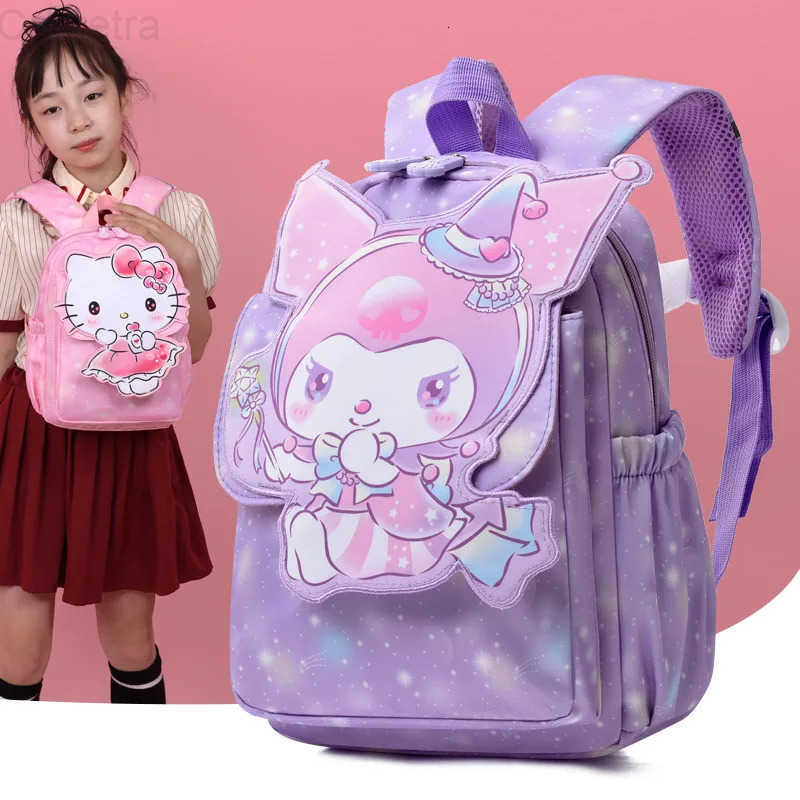 Sanrio Anime Cartoon Children Cute Kuromi Hellokitty Kindergarten Exquisite Backpack Female Lighten The Burden Spinal Protection H251216