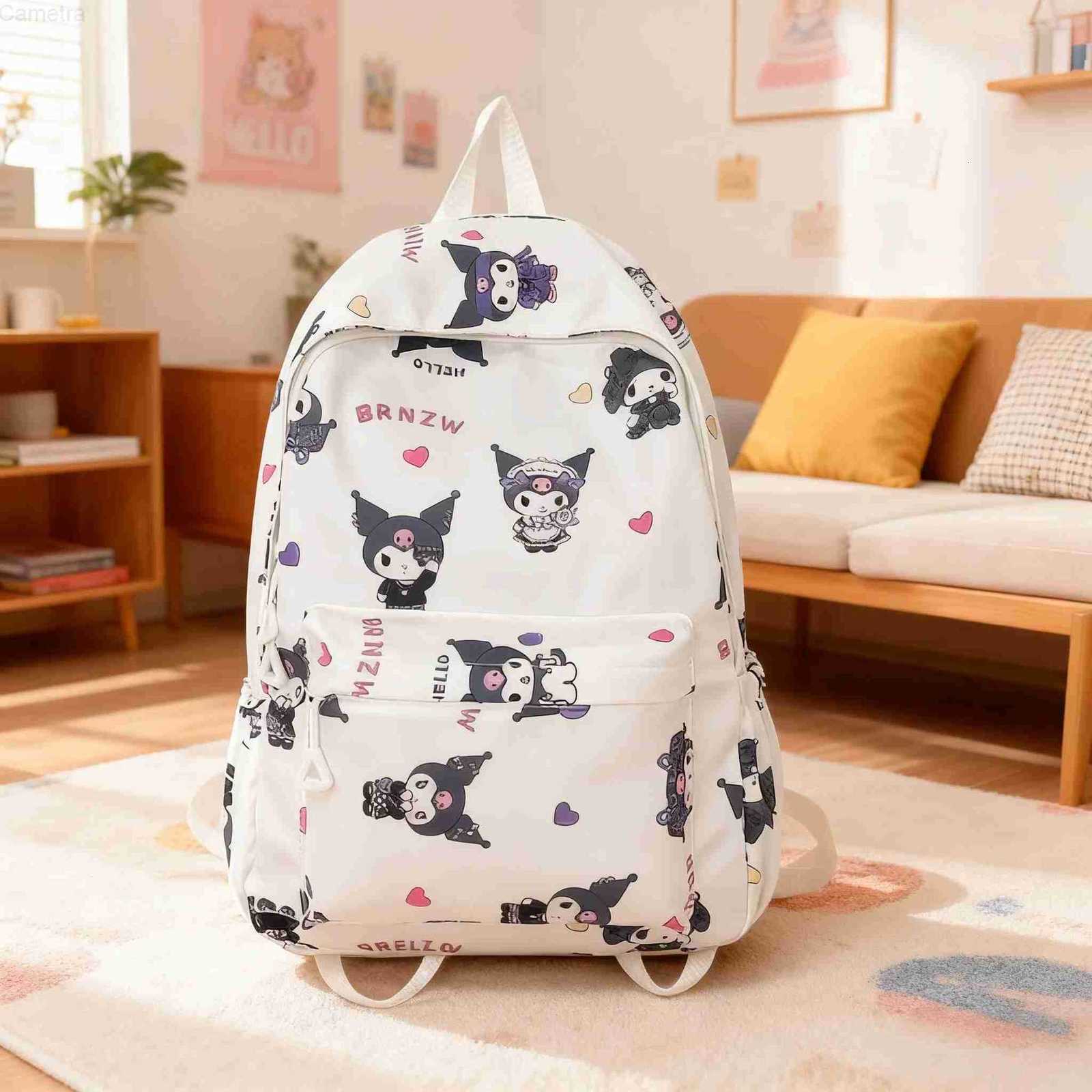 Sanrio Hello Kitty Cute Kuromi Melody Cinnamoroll Large Capacity Backpack Boys Girls Cartoon Kawaii Canvas Schoolbag H251216