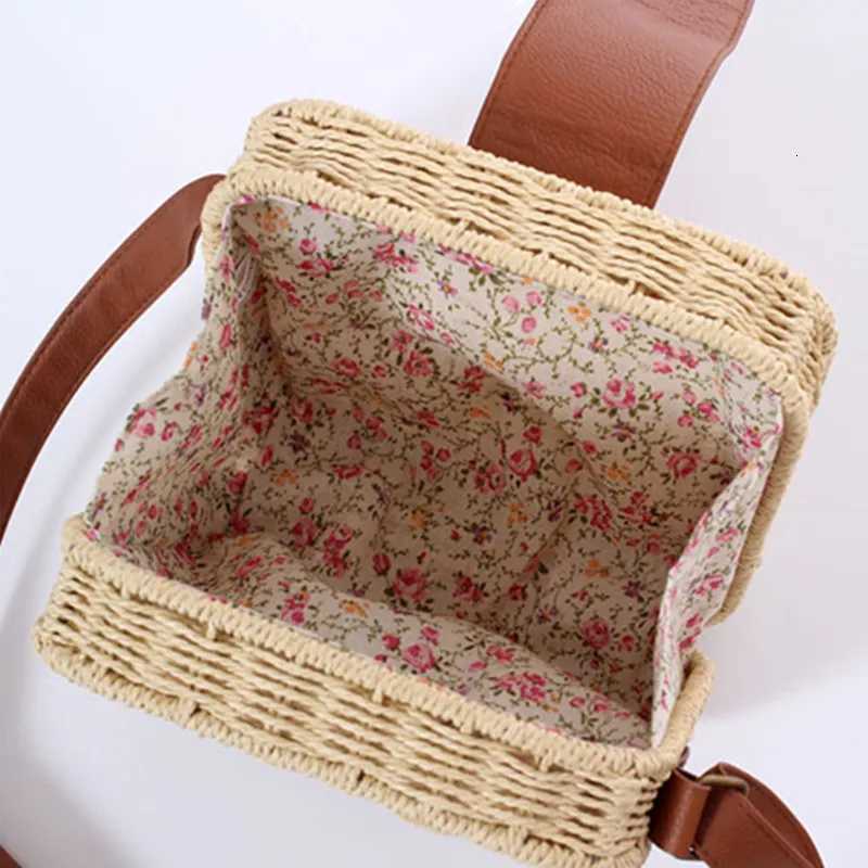 Hand-woven Women Straw Bag Ladies Shoulder Bags Beach Travel Crossbody Bag Female Small Rattan Box Handbag Shopper Totes Bohemia M251216