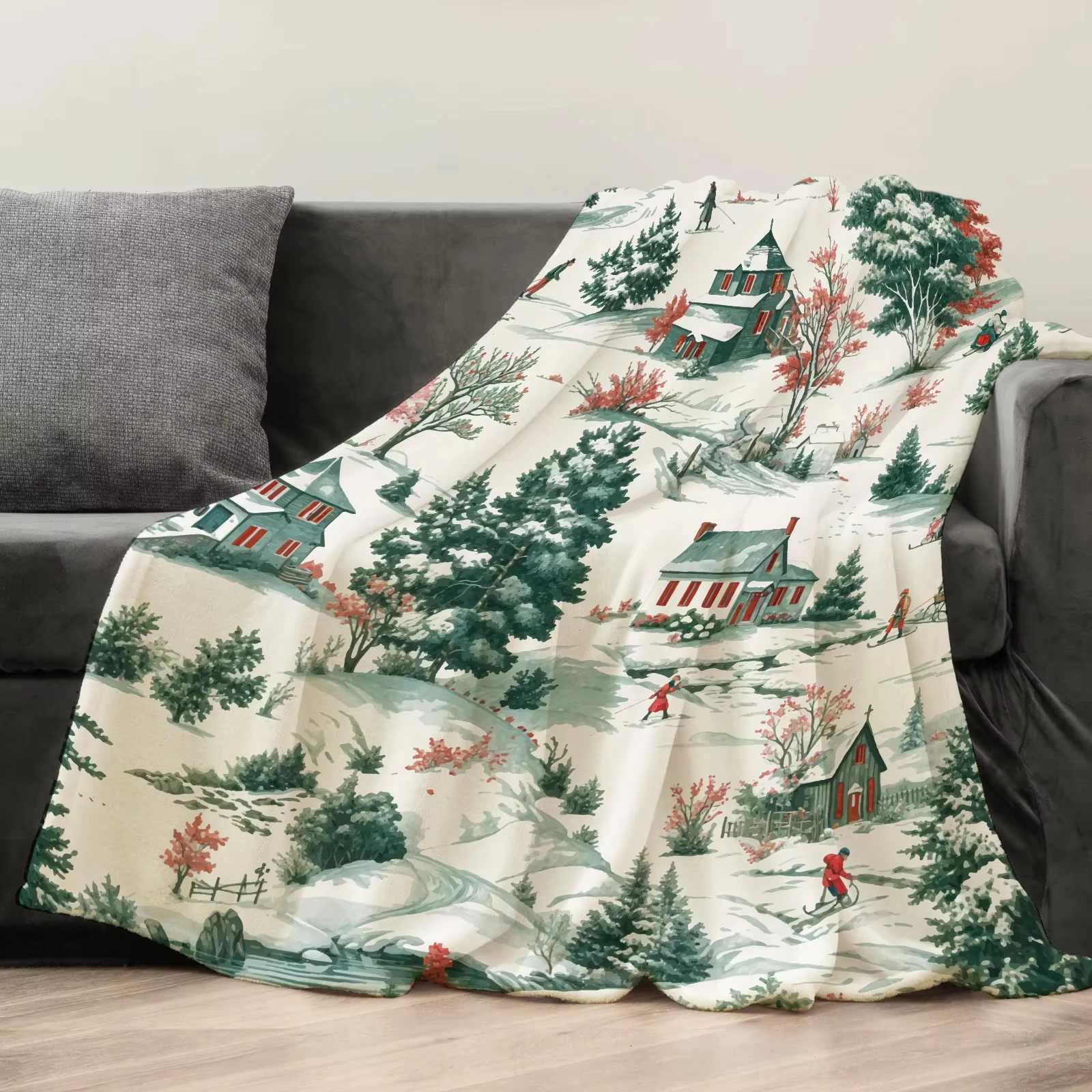 Christmas Creative Print Flannel Throw Blanket Soft Cozy Sofa Nap Blanket Great Home Gift for Her H251216 - view 5