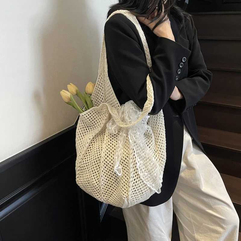 Casual Commuting Tote Bag Large Capacity Hand Woven Women Shoulder Bag Summer Lazy Style Vacation Beach Bag M251216