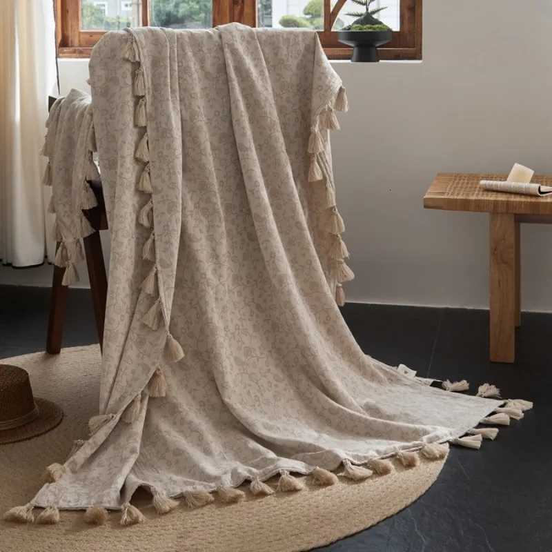 2025 new cotton and linen jacquard fringed blanket office nap air conditioner blanket home sofa leisure blanket H251216 - view 6