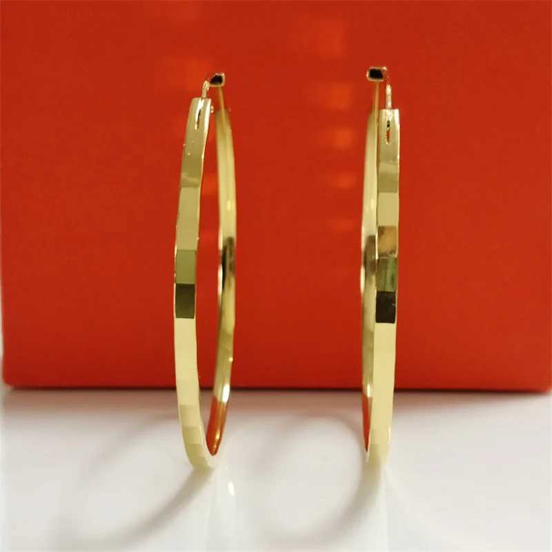 Senlissi - New Fashion18K Gold Plated Hoop Earrings For Women 925 Sterling Silver 20mm Fashion Earring C K 3/4/5/6CM G251216