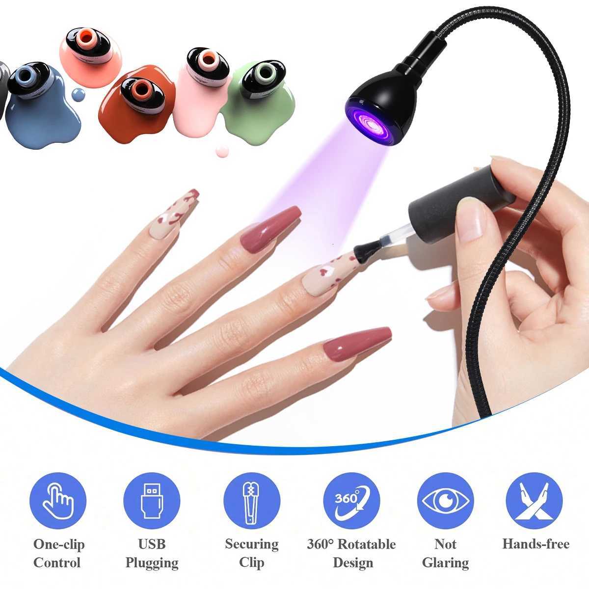 Gooseneck Nail Enhancement Lamp Nail Lamp With Clip USB Nail Enhancement Light Nail Polish Uv Curing Violet Light Quick dryingT251216