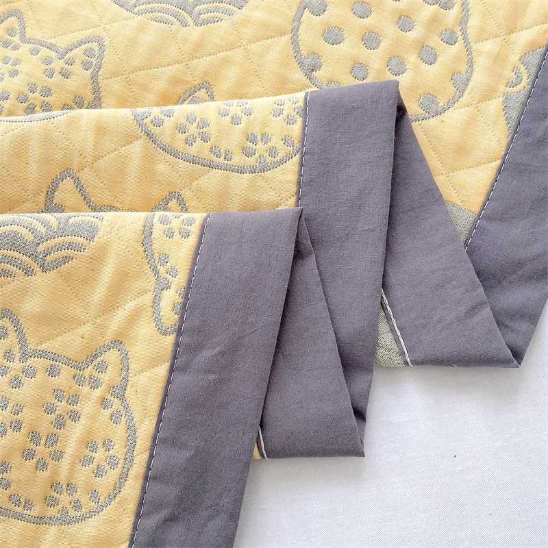 Towel Blanket for Sofa Pure Cotton Thread Blanket Yellow Color Cat Printed Plaids for Bed Queen Size Summer Bedspread/Quilt H251216 - view 7