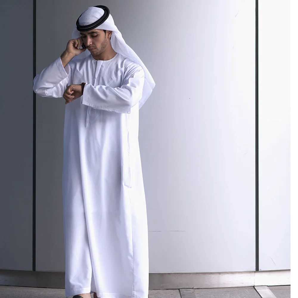 sock and cap for free Robe Men Round Neck Arabic Thobe W251216
